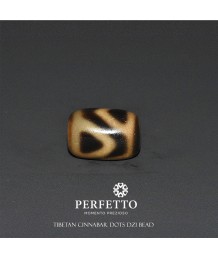 CINNABAR DOTS PEAK MOTIF DZI BEAD