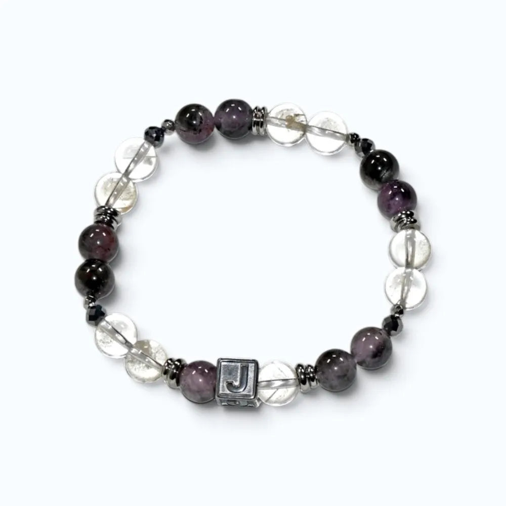 Letter J | Yellow Phantom Pyramid & Eye Auralite Bracelet