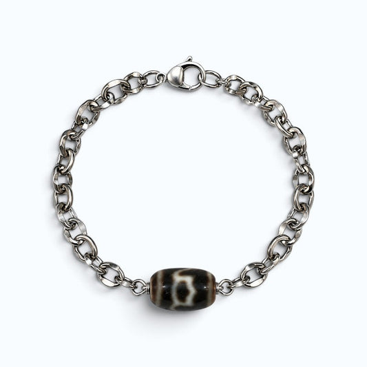 Lotus Dzi Bead Bracelet