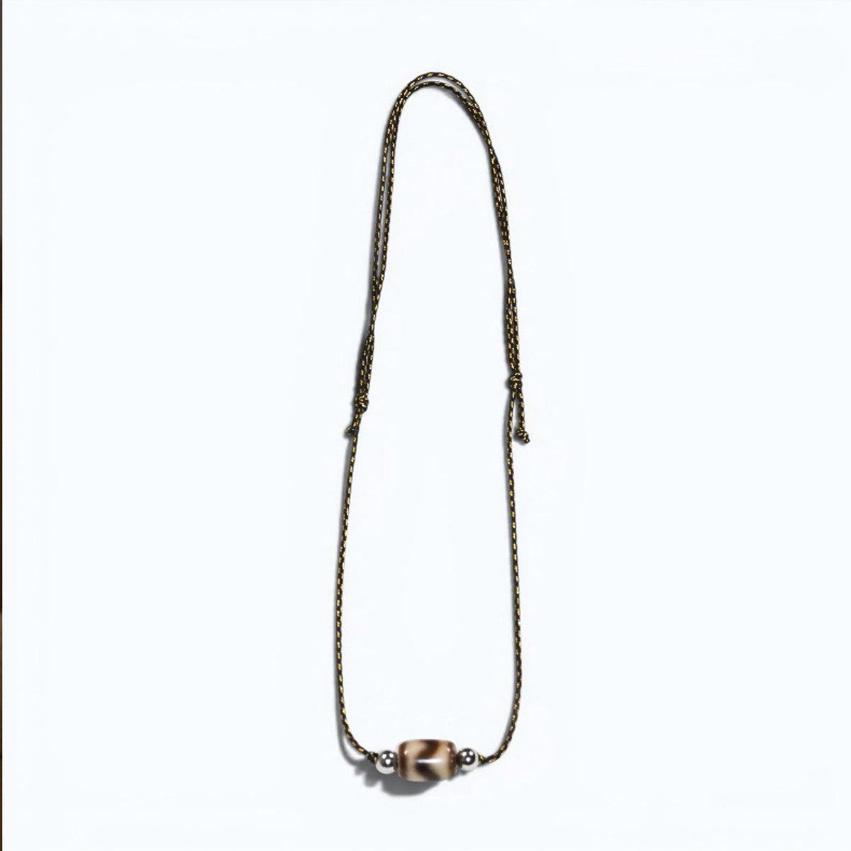Tiger Tooth Dzi Bead String Necklace