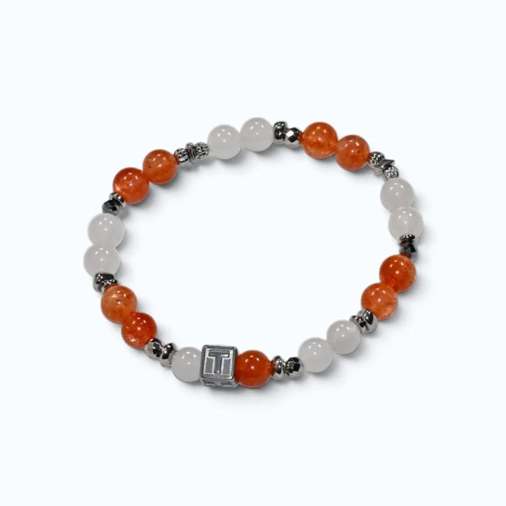Letter T  | Golden Sunstone & White Rutilated Quartz Bracelet