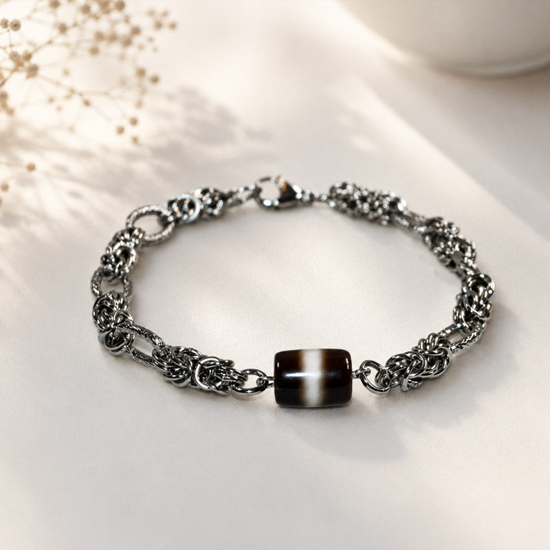 Black & White Dzi Bead Bracelet