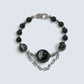 Agate Charm + Black Tourmaline w/ Herkimer Diamond Bangle