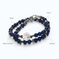 Rainbow Clear Quartz Charm w/ Lapis Lazuli Dual -Loop Bracelet