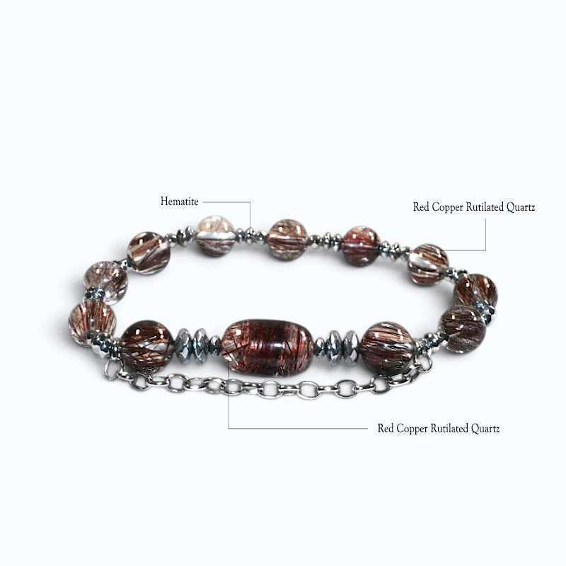 Red Copper Rutilated Quartz Charm w/ Red Copper Rutilated Quartz Bracelet