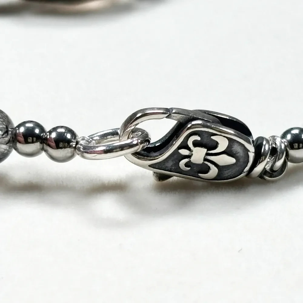 Black Rutilated Quartz Charm + Black Rutilated Quartz w/ Akoya Pearl Bracelet