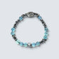 Black Rutilated Quartz Charm + Aquamarine Phantom Quartz  w/ Meteorite Bracelet