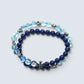 Silver Chrome Heart Cross Charm + Aquamarine Phantom Quartz w/ Lapis Lazuli Bracelet