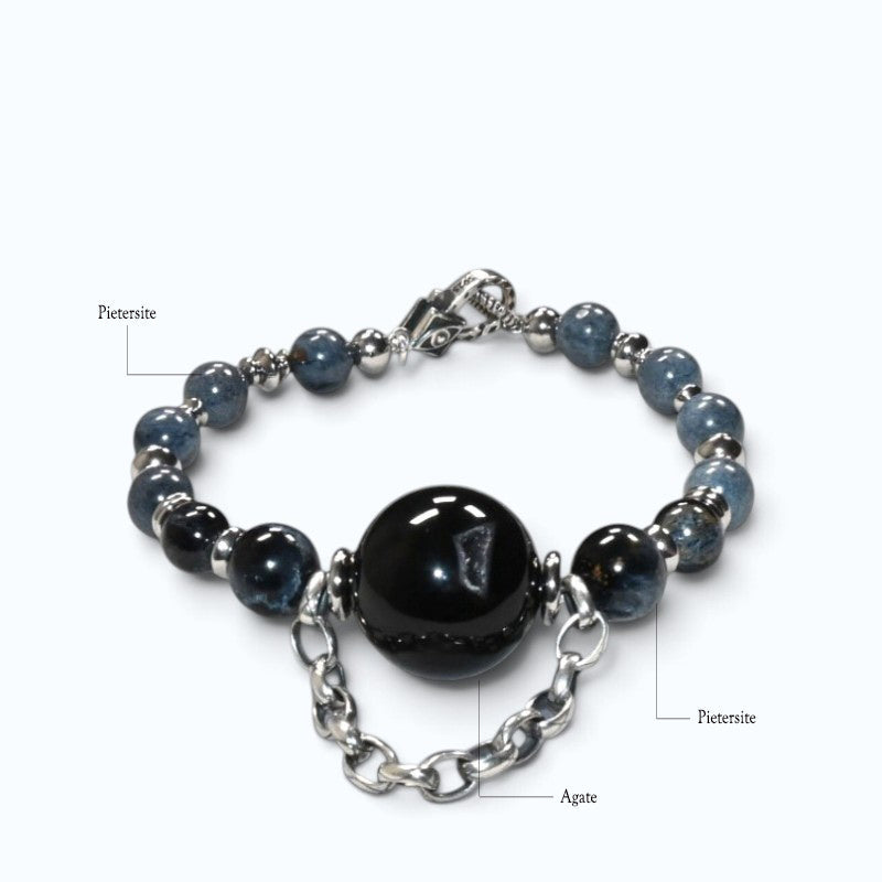 Agate Charm w/ Pietersite Bangle