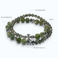 Silver Chrome Heart Cross Charm + Green Lepidolite Quartz w/ Green Rutilated Quartz Bracelet