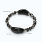 Double Silver Obsidian Charm w/ Black Skeletal Sunstone Bracelet