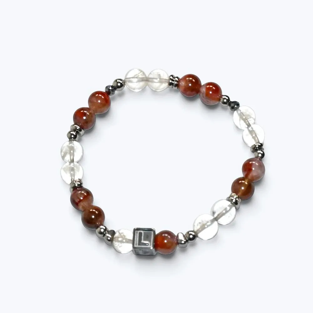 Letter L | Red Auralite  & Yellow Phantom Pyramid Bracelet