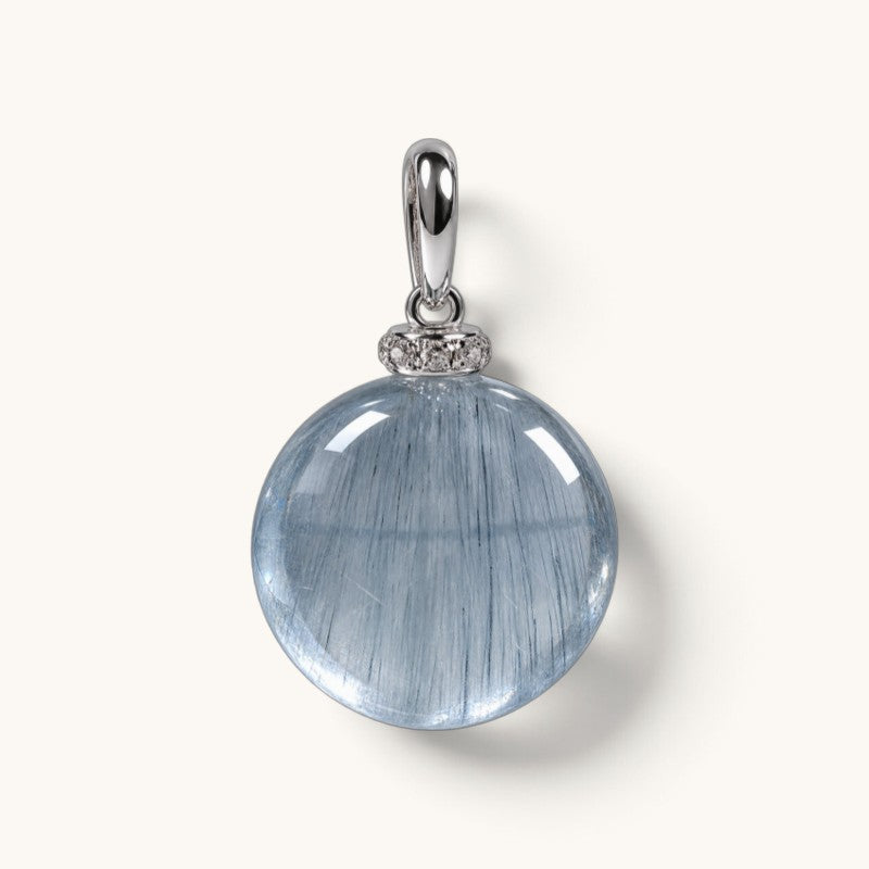 Blue Rabbit Fur Quartz Pendant