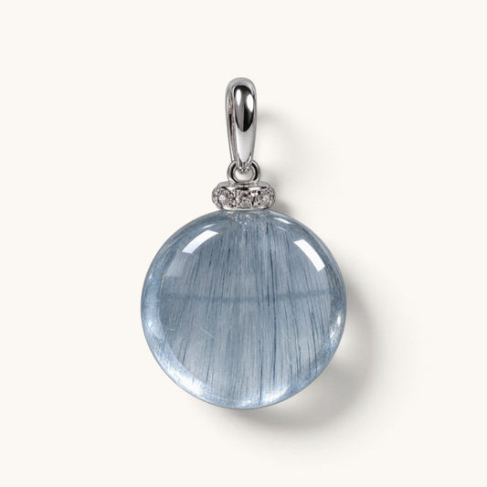 Blue Rabbit Fur Quartz Pendant