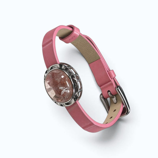 Pink Mica Quartz Leather Bracelet