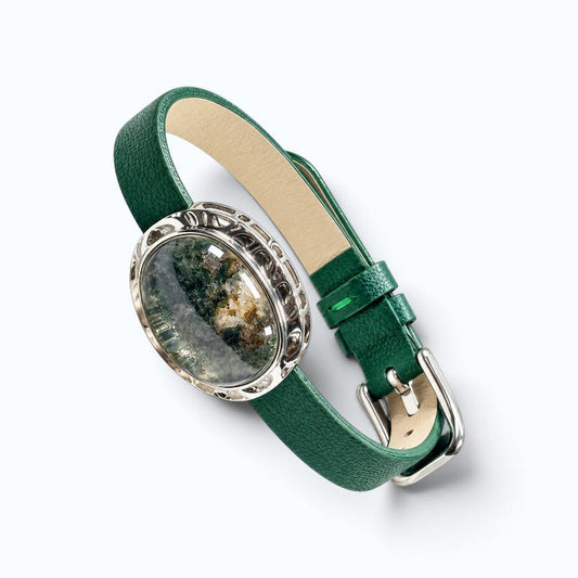 Green Phantom Quartz Leather Bracelet