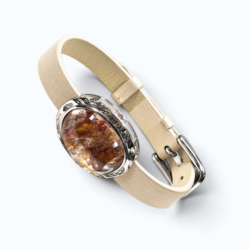 Hematoid Quartz Leather Bracelet