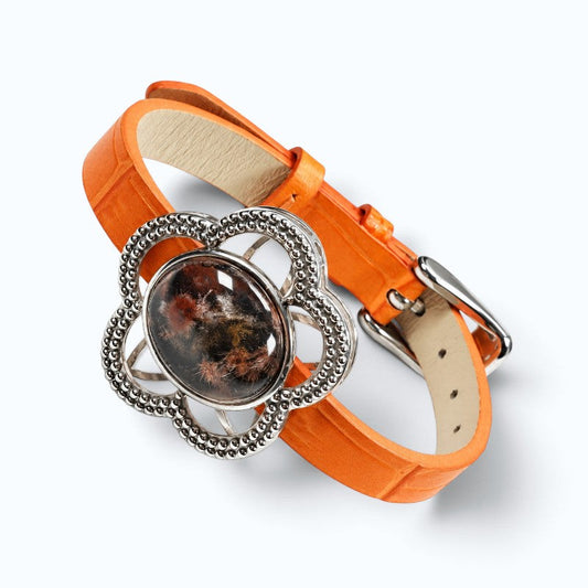 Rabbit Fur Quartz w/ Phantom Quartz Leather Bracelet