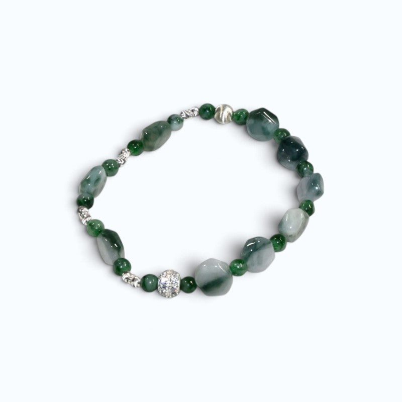 Flower Green Jadeite Jade Bracelet