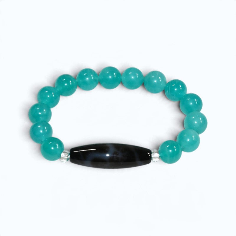 Auspicious Dragon Dzi Bead w/ Amazonite Bracelet