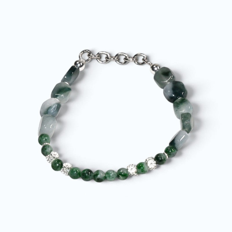 Flower Green Jadeite Jade Bracelet