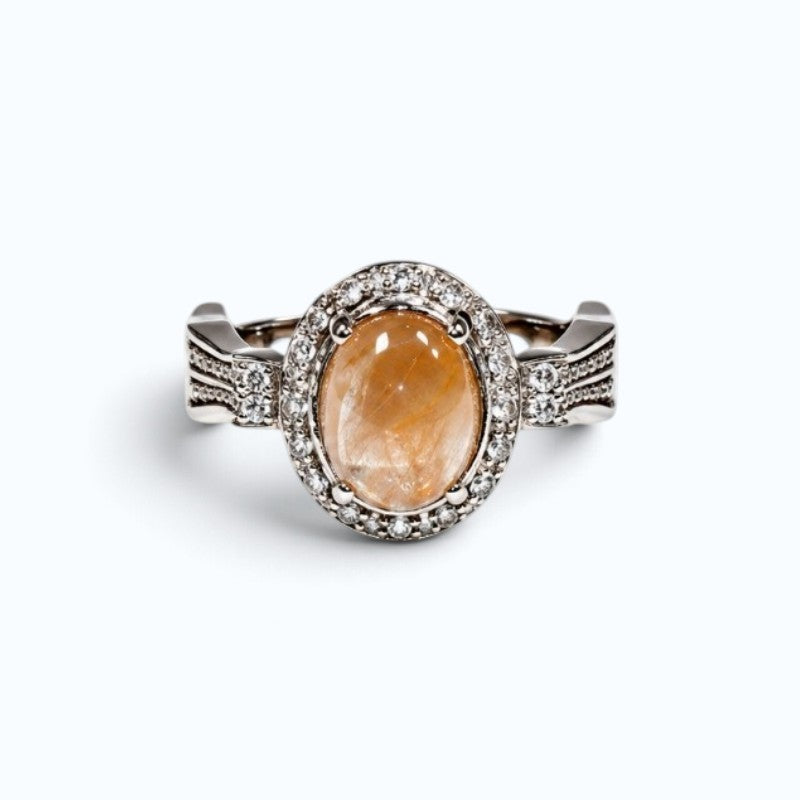 Yellow Rabbit Fur Quartz Ring