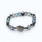 Labradorite Charm + Aquamarine Phantom Quartz w/ Sweden Meteorite Bracelet