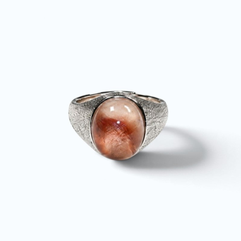 Pink Rabbit Fur Quartz Ring