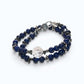Rainbow Clear Quartz Charm w/ Lapis Lazuli Dual -Loop Bracelet