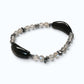 Double Silver Obsidian Charm w/  Grey Moonstone Bracelet