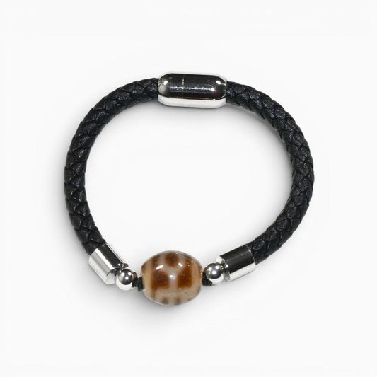 Benefactor Dzi Bead w/ Leather Bangle