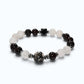 Black Herkimer Diamond Charm + Moonstone w/ Garnet Quartz Bracelet