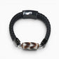 Tiger Tooth Wave Dzi Bead w/ Leather Bangle
