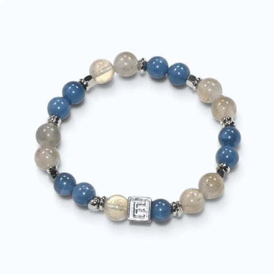 Letter E | Moonstone Mica & Blue Opal Bracelet