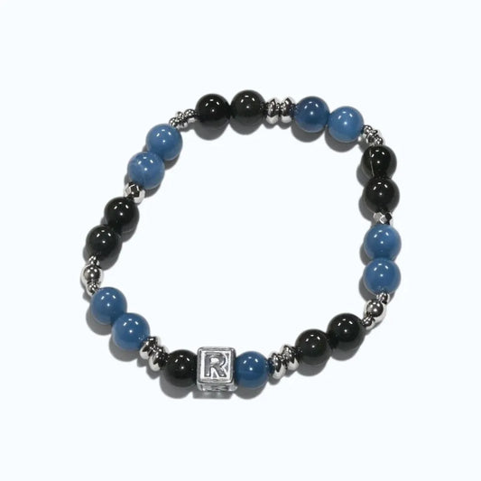 Letter R  | Green Phantom Quartz & Blue Opal Bracelet