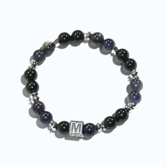 Letter M | Iolite & Black Tourmaline Bracelet