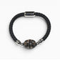 Lotus Tiger Tooth Dzi Bead w/ Leather Bangle