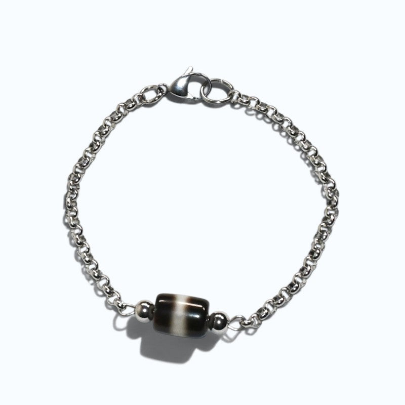 Black & White Dzi Bead Bracelet