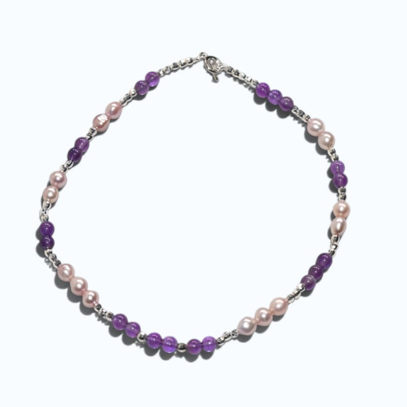 Amethyst w/ Freshwater Pearl Anklet