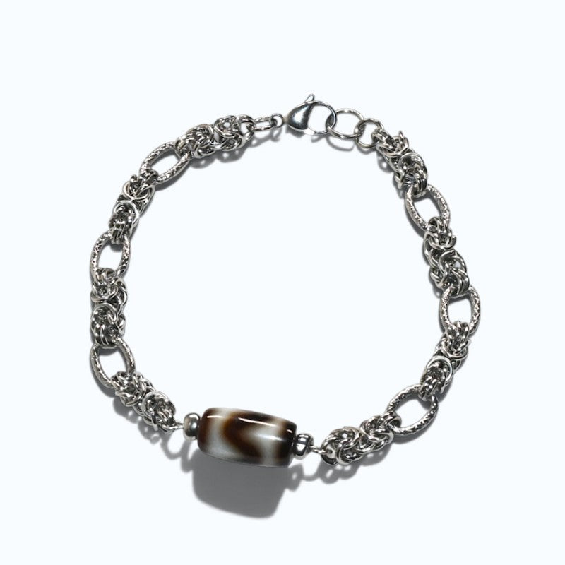 Tiger Tooth Dzi Bead Bracelet