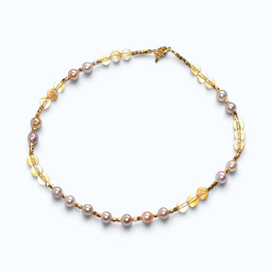 Citrine w/ Freshwater Pearl Anklet