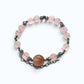 Pink Rabbit Fur Quartz Charm w/ Mozambique Rose Quartz Bracelet