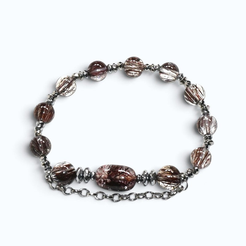 Red Copper Rutilated Quartz Charm w/ Red Copper Rutilated Quartz Bracelet