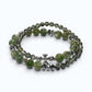 Silver Chrome Heart Cross Charm + Green Lepidolite Quartz w/ Green Rutilated Quartz Bracelet