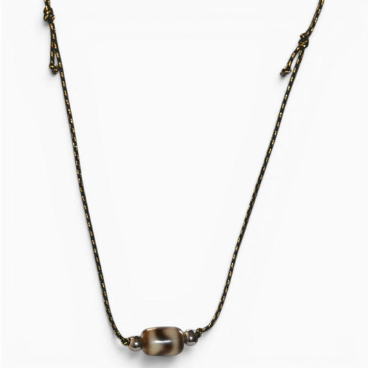 Tiger Tooth Dzi Bead String Necklace