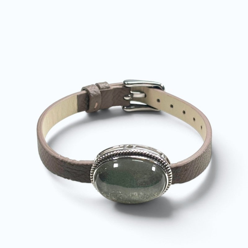 Green Phantom Starry Quartz Leather Bracelet