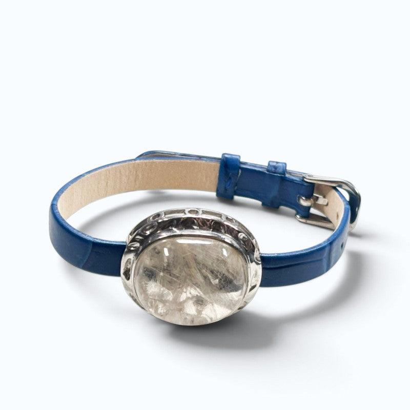 White Rabbit Fur Quartz Leather Bracelet