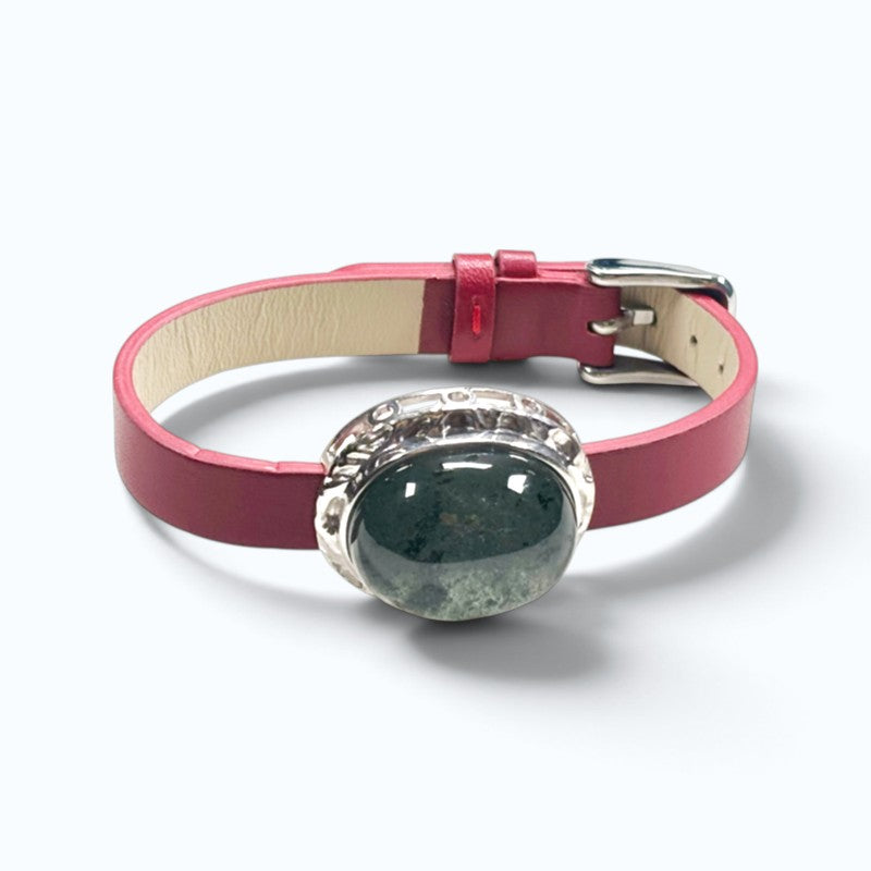 Green Phantom Starry Quartz Leather Bracelet