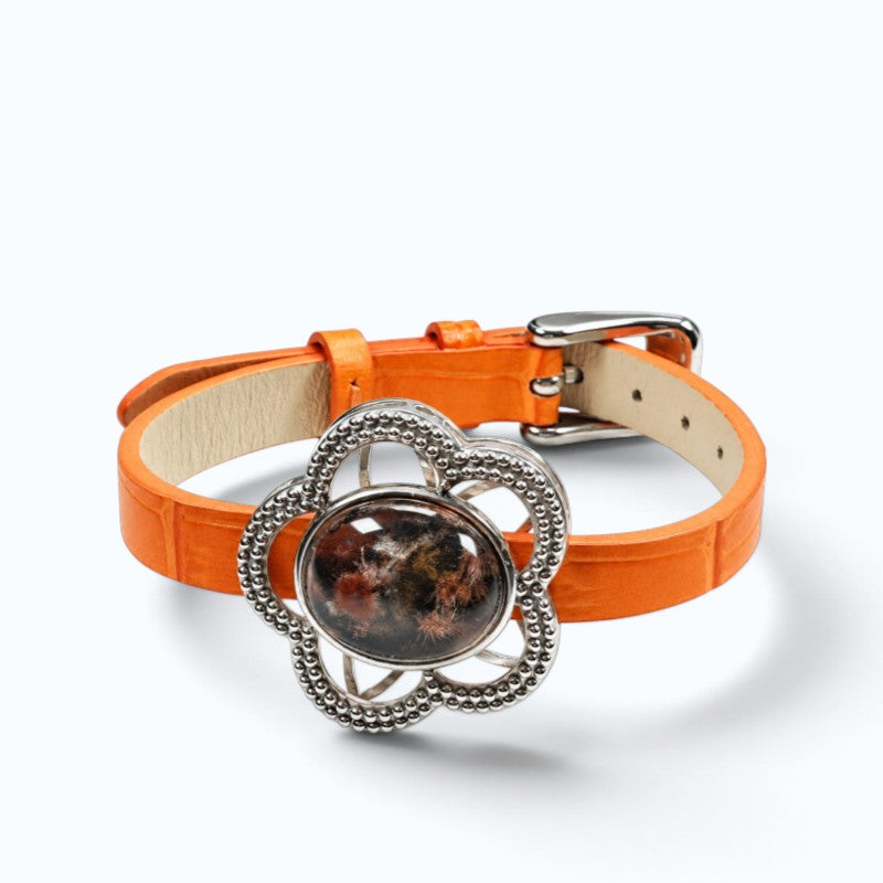 Rabbit Fur Quartz w/ Phantom Quartz Leather Bracelet