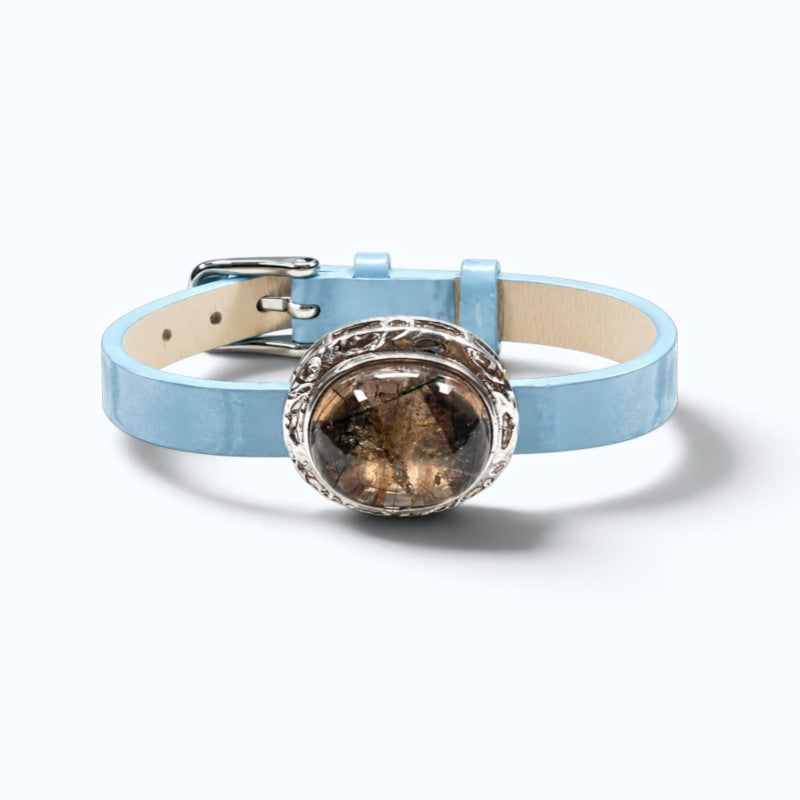 Rainbow Green Tourmaline Rutilated Quartz Leather Bracelet